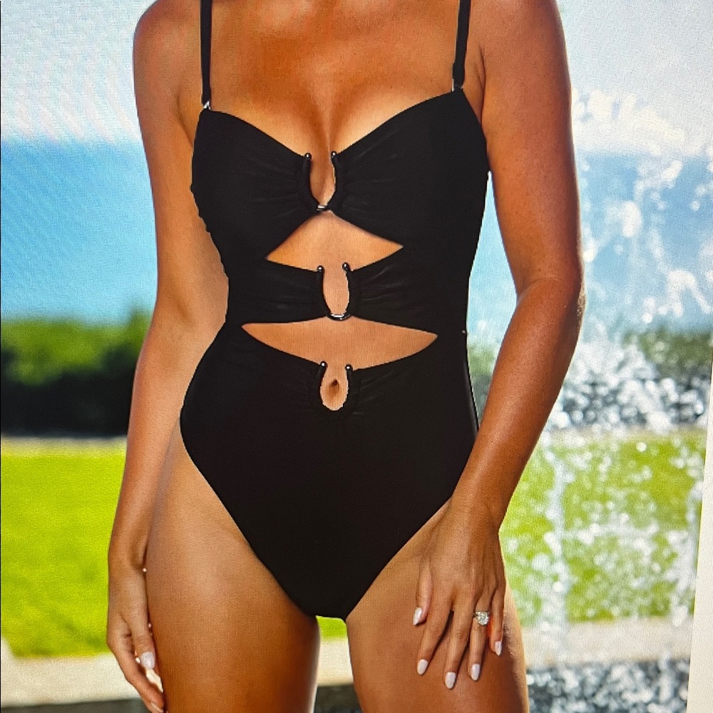 Chic Black Cutout Swimsuit